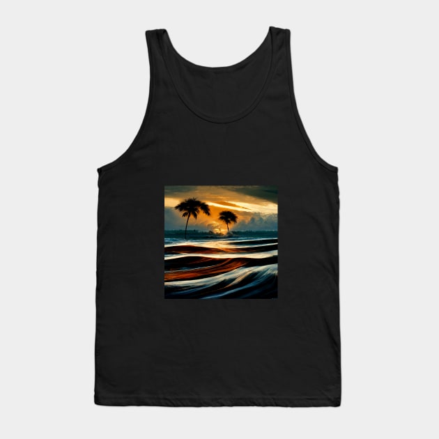 Crashing Waves at the Shore Beach Life Tree Tree Sunset Tank Top by FoolDesign